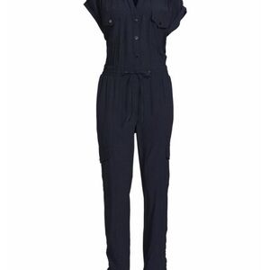 Elie Tahari Dark Blue Button-Up Jumpsuit